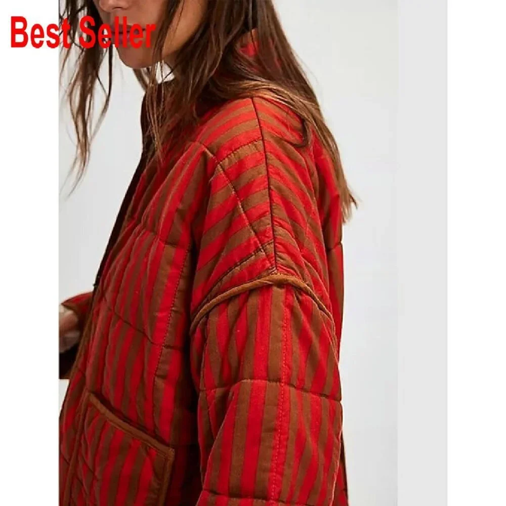 Cropped Floral Puffer Jacket Lightweight Quilted Coat Open Front Long Sleeve